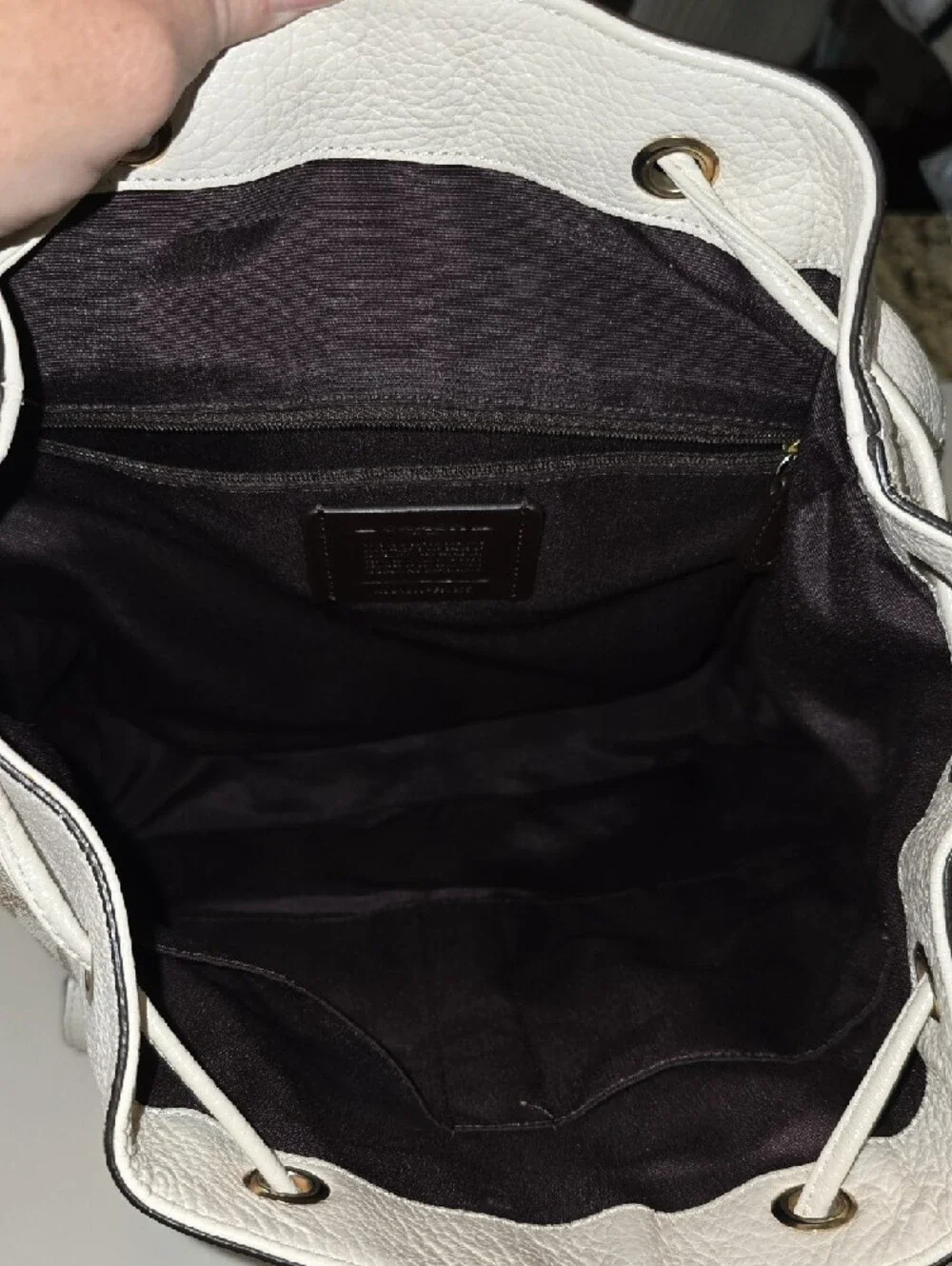 Coach Billie Backpack Signature Light Khaki Chalk Canvas Leather Large Y2K Look